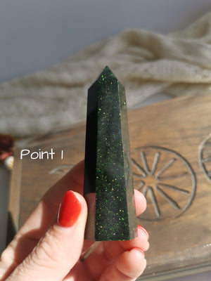 Sparkly Green Sandstone Points