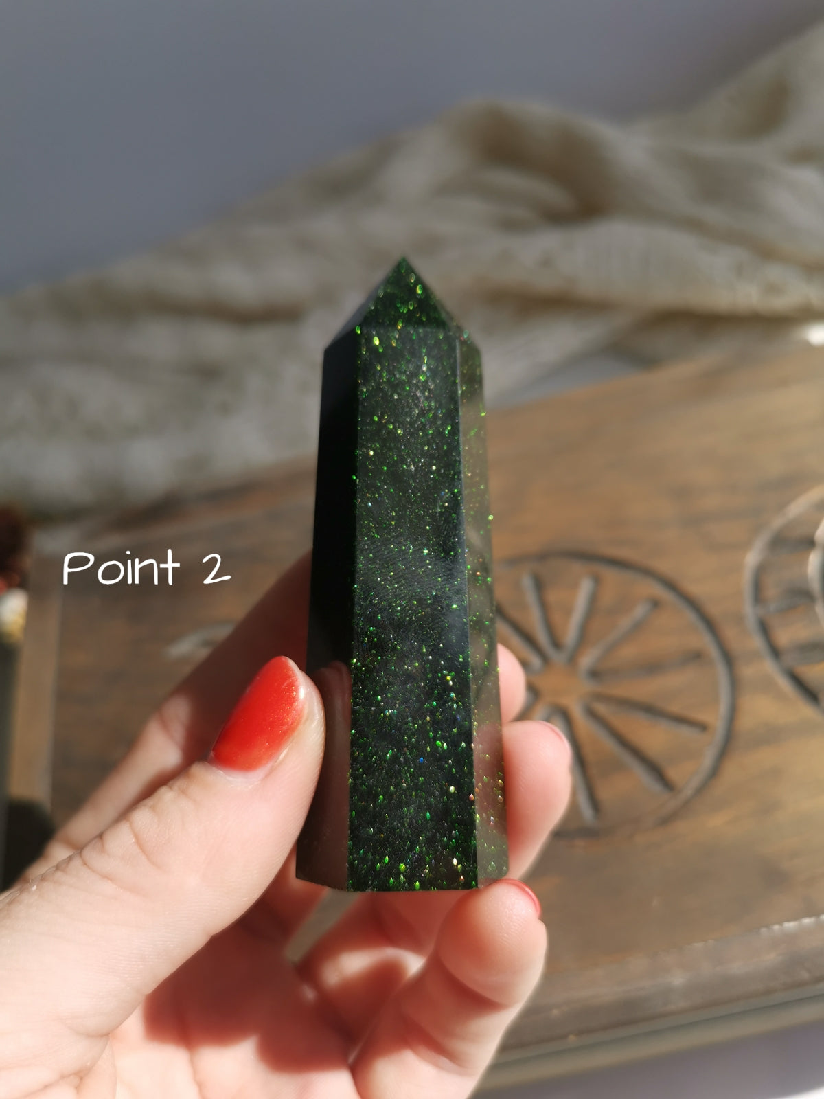 Sparkly Green Sandstone Points