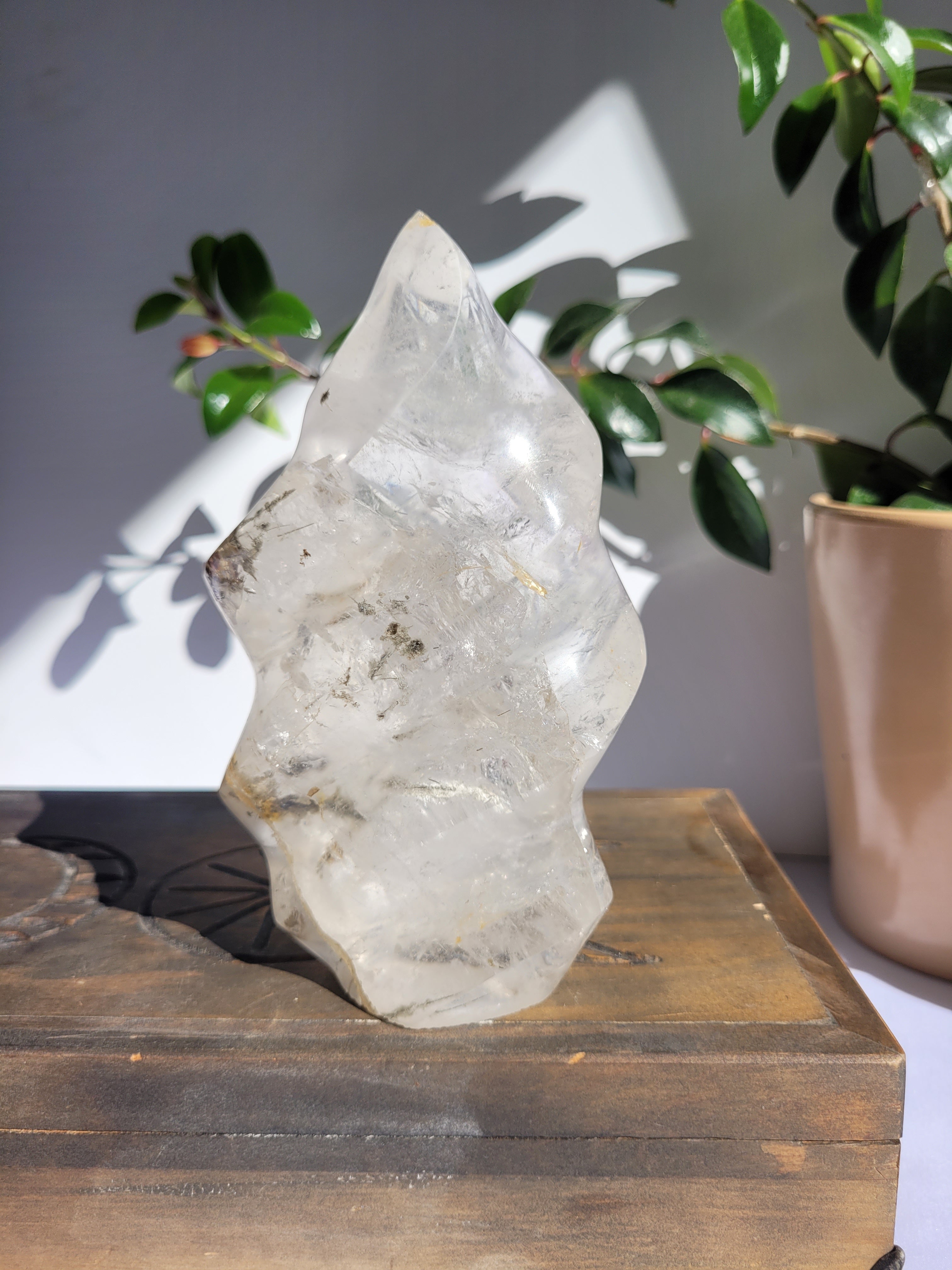 Clear Quartz with inclusions Flame
