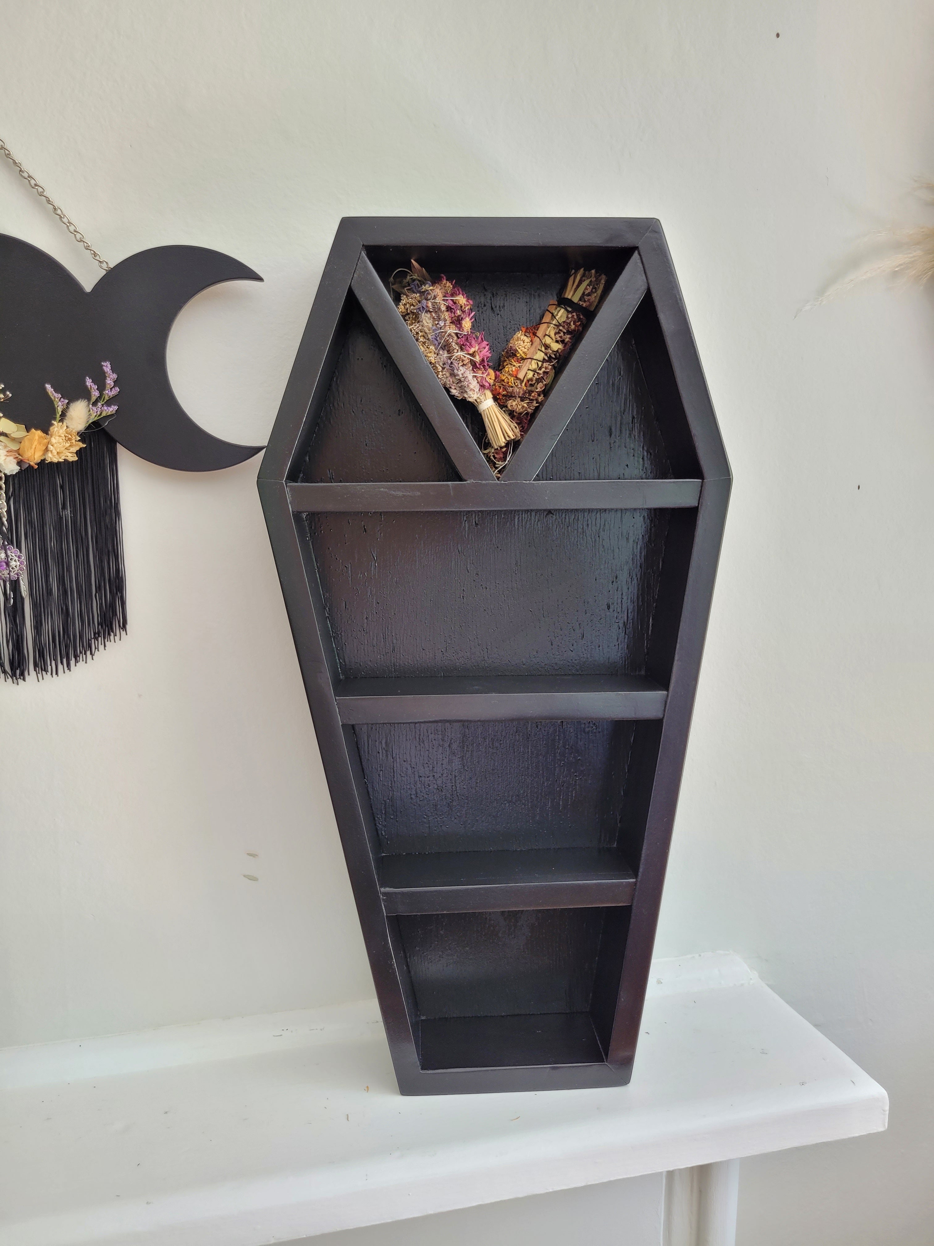 Limited Edition Large Black Reclaimed Pine Coffin Shelf